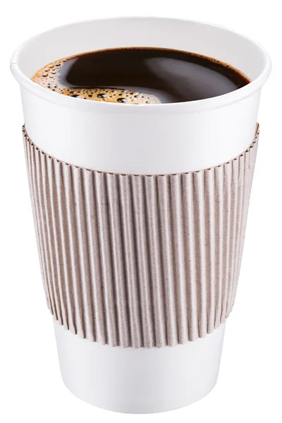 Fehér műanyag pohár kávét. A fájl tartalmazza a vágógörbéket. — Stock Fotó