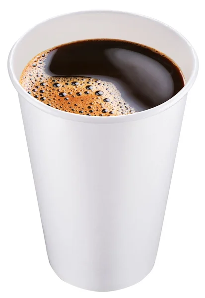 Weiße Plastikbecher Kaffee. Datei enthält Schnittpfade. — Stockfoto