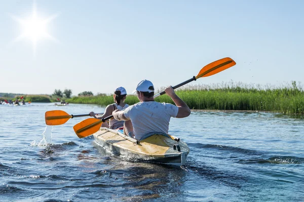 Rafting no rio Vorskla . — Fotografia de Stock