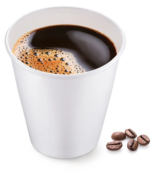 Tazza di caffè di plastica bianca. Il file contiene percorsi di ritaglio . — Foto Stock