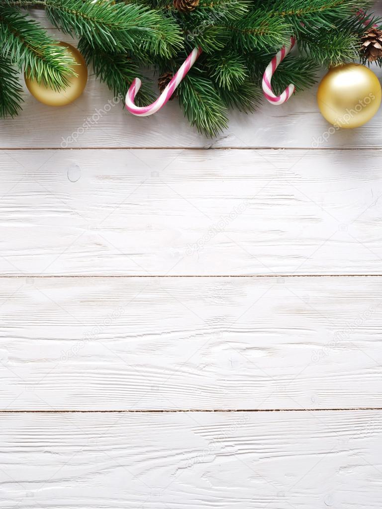 Christmas decoration with fur and baubles