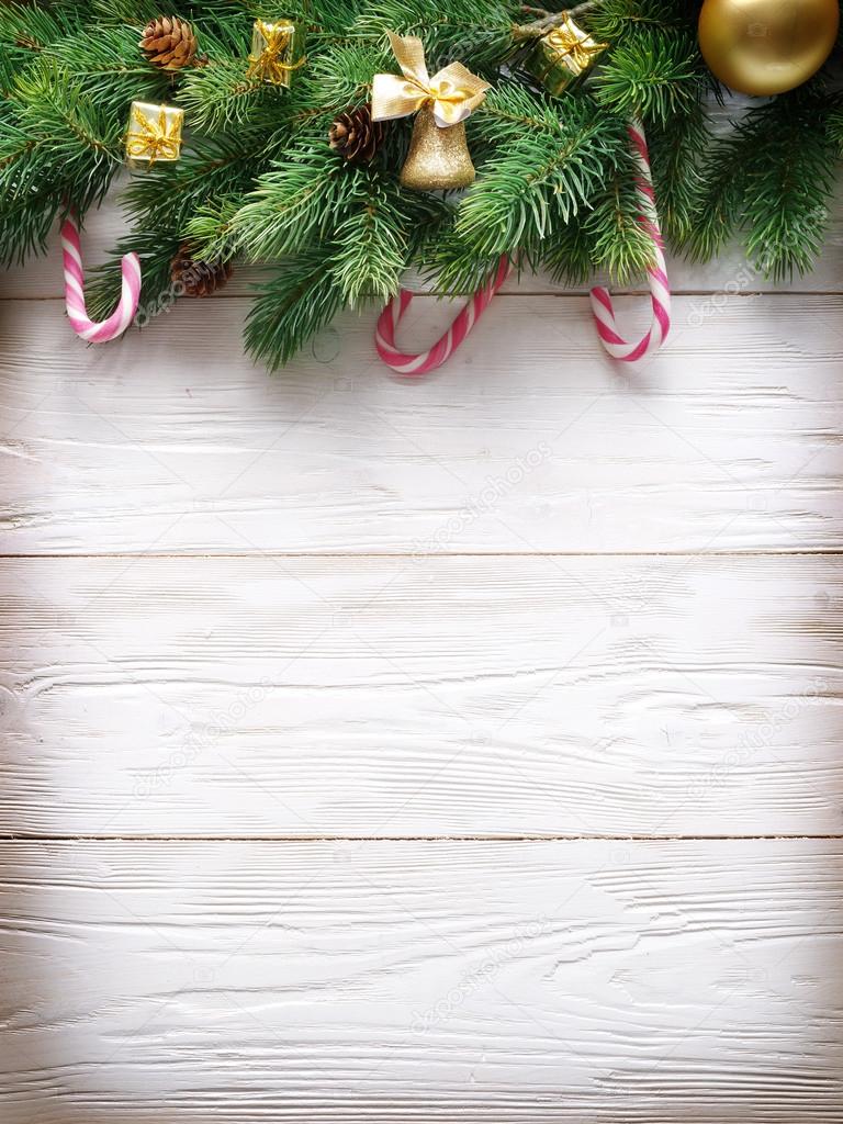 Christmas decoration with fur and baubles