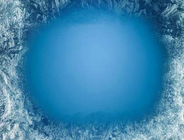 冷凍窓の端に霜のパターン. — ストック写真