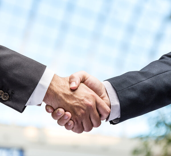 Handshake. Closeup shot of hands.