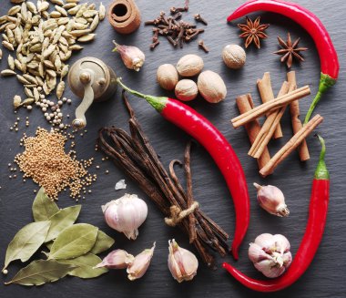 Süper tablo farklı baharatlar.