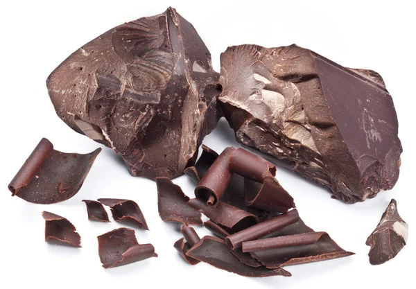 Bloques de chocolate aislados sobre un fondo blanco . —  Fotos de Stock