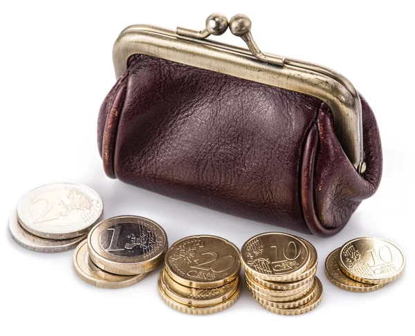 Bolsa de couro pequena para moedas . — Fotografia de Stock