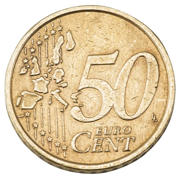 Moeda de euro de 50 cêntimos . — Fotografia de Stock