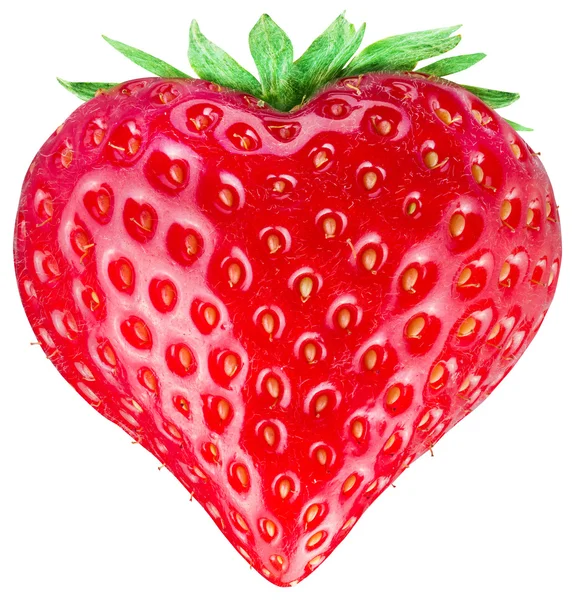 Aardbeien hart. Geïsoleerd op een witte. — Stockfoto