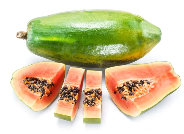 Papaya fruit isolated on a white background. — Stock Photo, Image