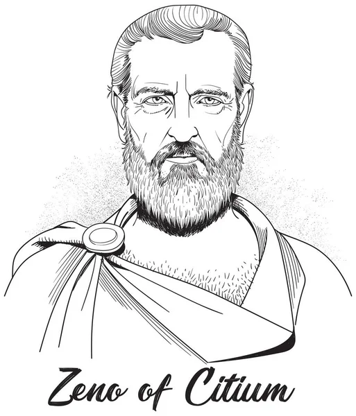 Линейный Художественный Портрет Zeno Citium Стиль Мультфильма — стоковый вектор