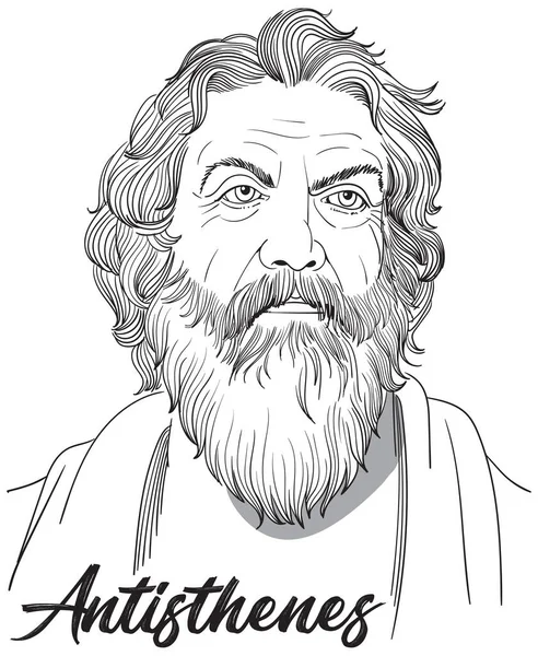 Antisthenes Línea Retrato Arte Vector — Archivo Imágenes Vectoriales