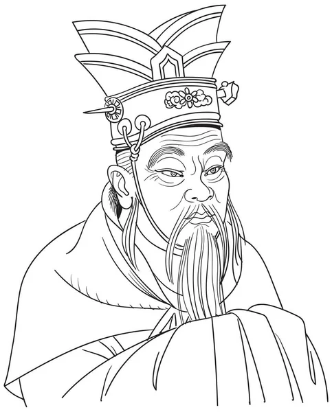 Portrait Vectoriel Confucius Illustration Linéaire — Image vectorielle