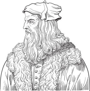 Leonardo Da Vinci sanat portresi. Vektör.