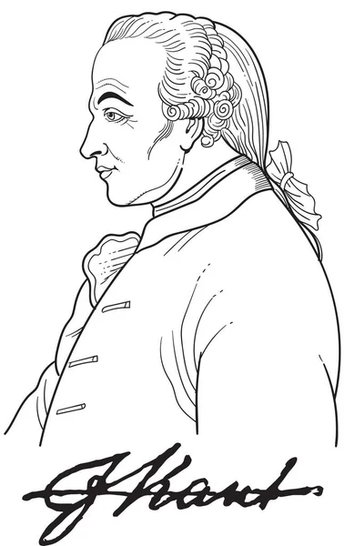 Immanuel Kant Izolovaný Kreslený Portrét Vektor — Stockový vektor