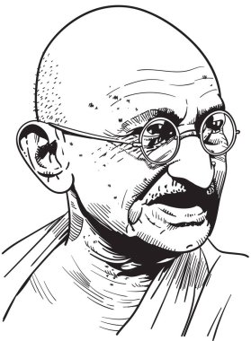 Mohandas Karamchand Gandhi Hintli bir avukat, sömürge karşıtı bir milliyetçi ve politik etikçiydi. Vektör