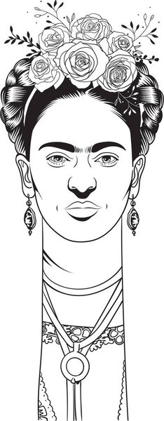 Frida Kahlo Cartoon Style Portrait She Mexican Painter Known Her Stock Picture