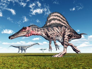 Spinosaurus and Puertasaurus clipart