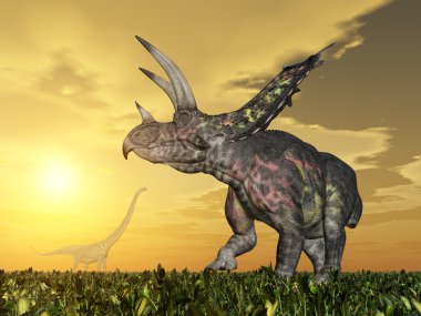 Pentaceratops ve Mamenchisaurus