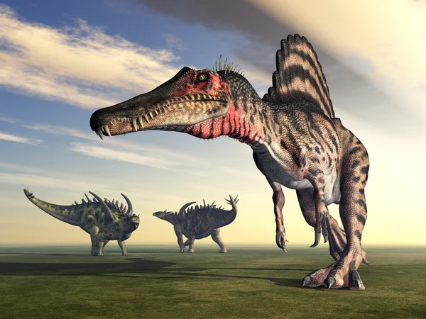 Spinosaurus and Puertasaurus — Stock Photo, Image