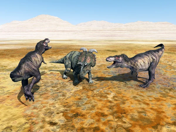 Tyrannosaurus Rex and Albertaceratops — Stock Photo, Image