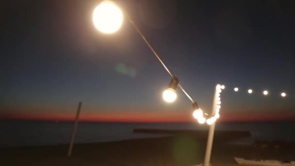 Guirnalda Retro Playa Amanecer Horizonte Línea Roja Fondo — Vídeo de stock