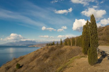 The road along the southern coast of Crimea. Sea coast