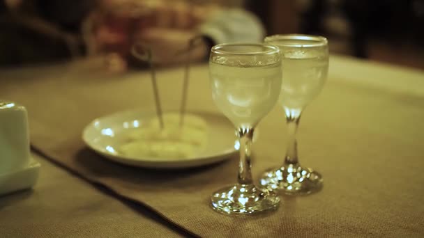 Two Glasses Vodka Table Restaurant — Αρχείο Βίντεο