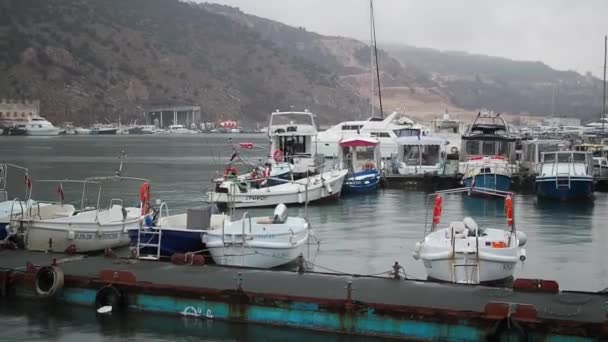 Sevastopol Balaklava Bay Crimea Russia March 2021 Boats Yachts Pier — Video