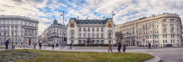 Panorama z Ambasady Francji Vienna Schwarzenbergplatz, — Zdjęcie stockowe