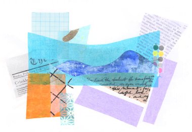 grunge, peçete kağıdı, retro kağıt ve farklı doku elementlerinden sanatsal arkaplan kolajı 