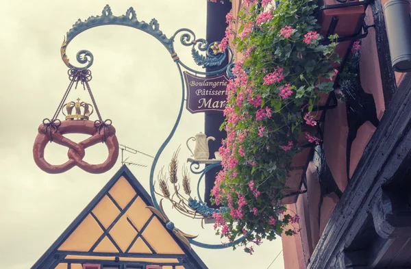 Street decoration of typical french signage, Strasbourg, France — Stock Photo, Image