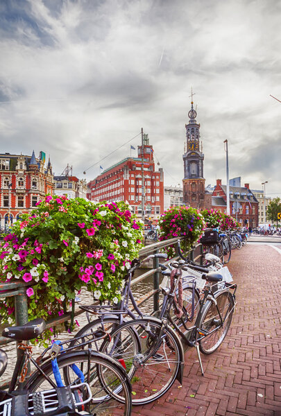 evening Amsterdam Center at Doelensluis Bridge