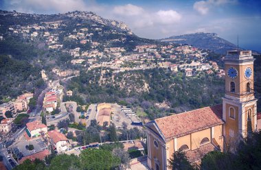 Kilise Eze, Nice yakınındaki küçük köy, manzaralı Panorama