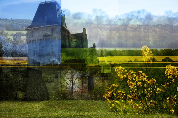 Belgian spring landscape,  multiple exposure — Stock Photo, Image