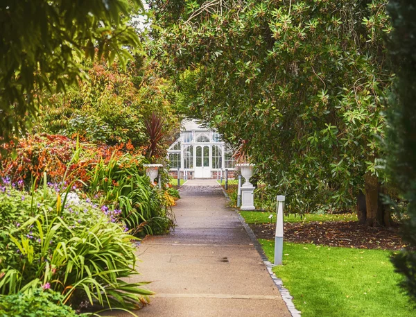 Casa verde no velho jardim irlandês — Fotografia de Stock