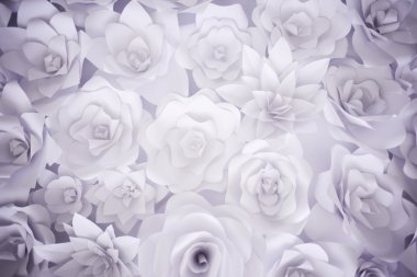 Dekoratif arka plan beyaz kağıt çiçekler
