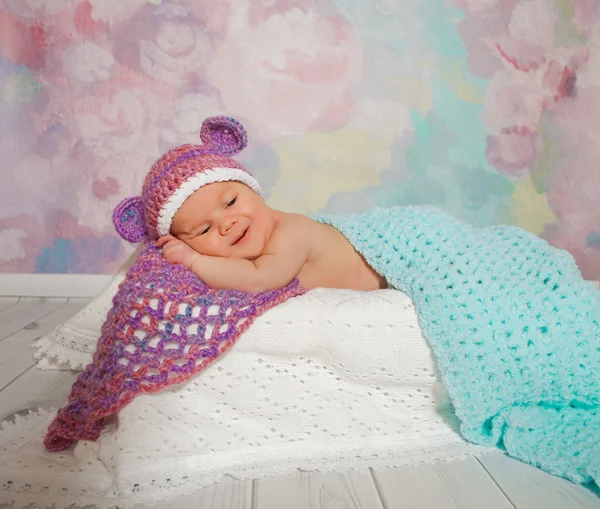 Beautiful newborn sleeping baby girl Stock Image