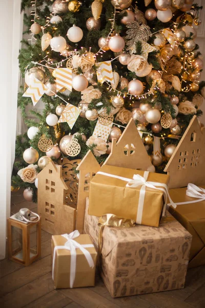 Bela Sala Natal Decorado — Fotografia de Stock