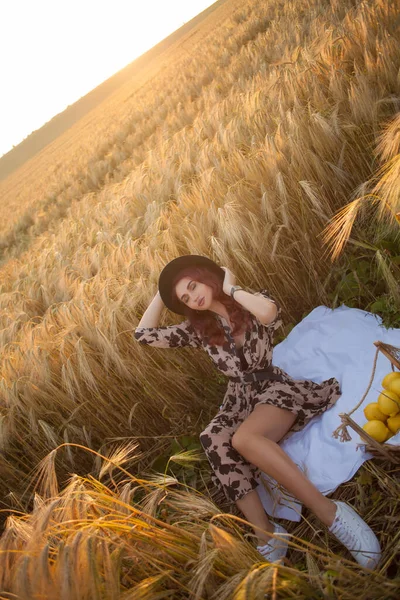 Jovem Bela Mulher Feliz Passar Tempo Natureza — Fotografia de Stock