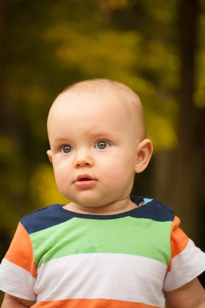 Lindo menino, ao ar livre atirar — Fotografia de Stock