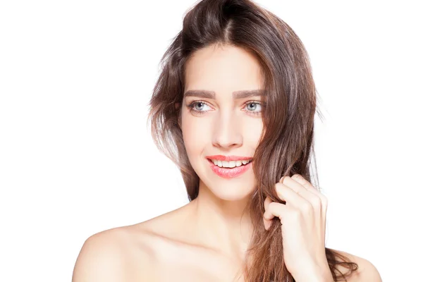 Retrato de una joven con una hermosa sonrisa — Foto de Stock