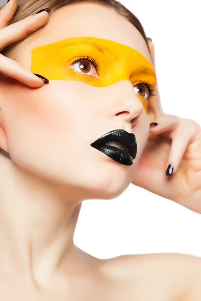 Creative make-up av mode dam, närbild skott — Stockfoto