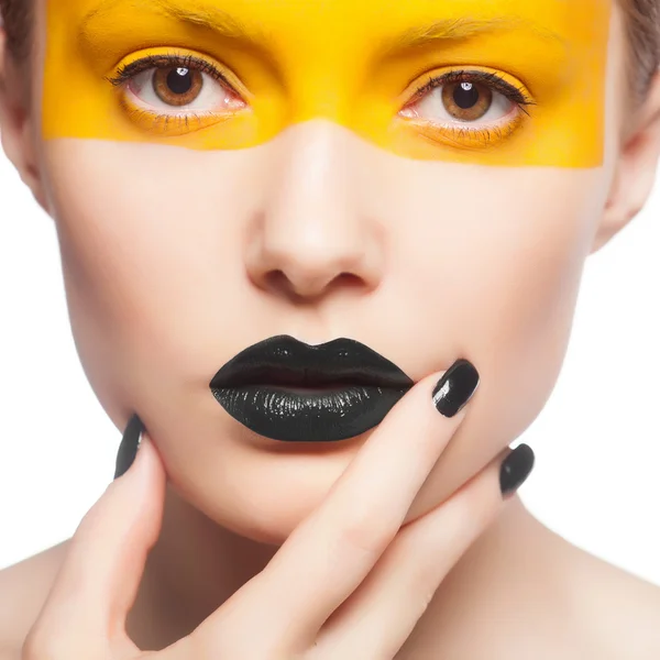 Maquillage créatif de dame de la mode, gros plan — Photo