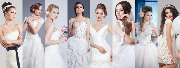 Collage di bellezza. Sposa bella e alla moda — Foto Stock