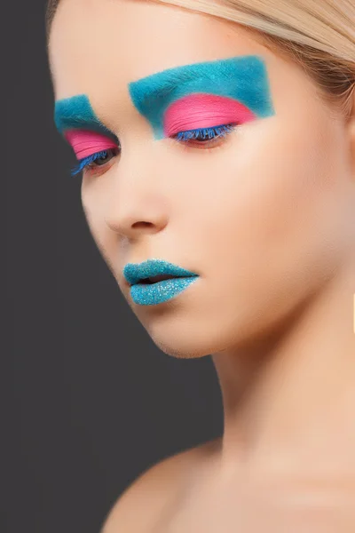 Creatieve make-up van mode dame, close-up shot — Stockfoto