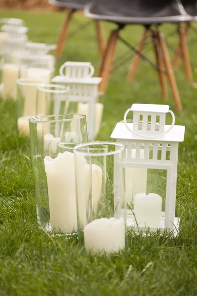 Conjunto de mesa para uma festa de evento ou recepção de casamento — Fotografia de Stock