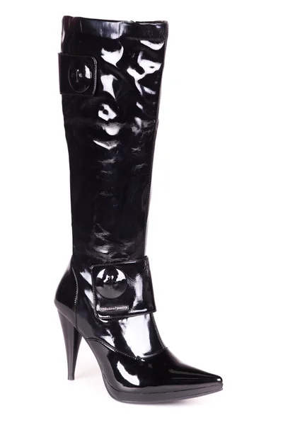 Stylish leather boots shot in studio, isolated on white — Stock Photo, Image