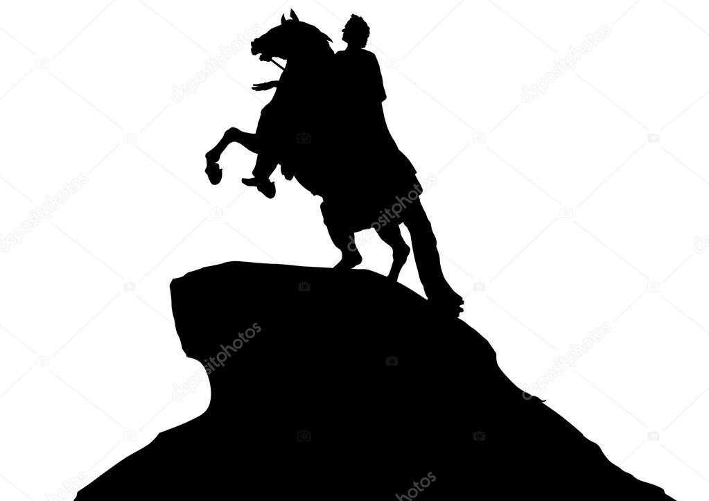 Horse monument on white background