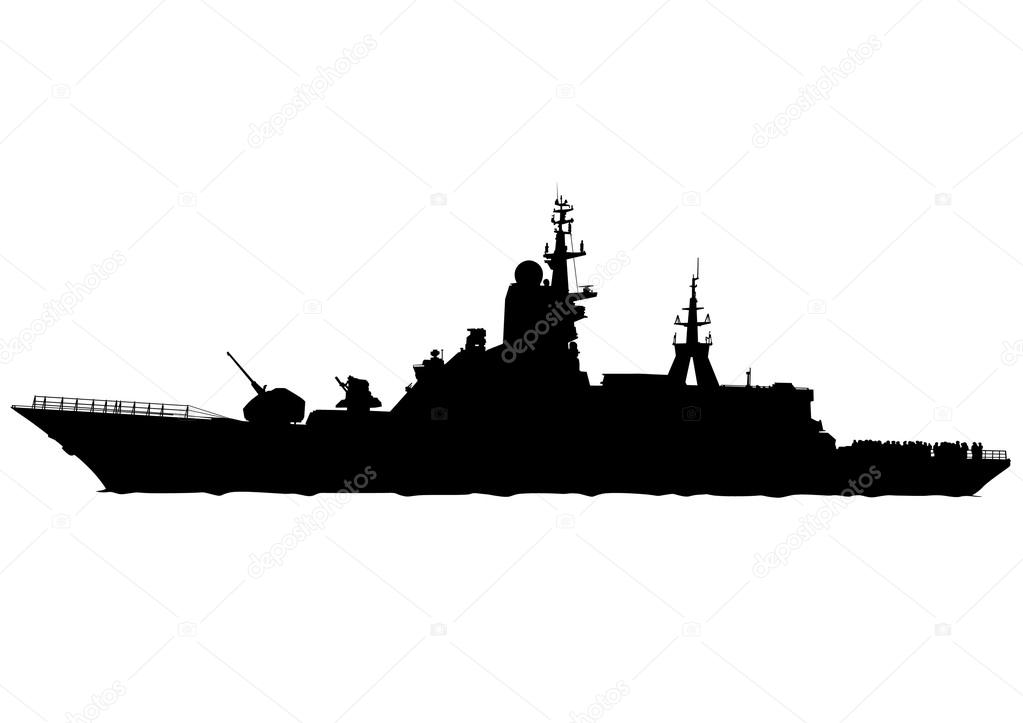 Military boat on white background